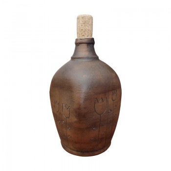 DARK BROWN MATT DECOR Láhev hranatá s korkovou zátkou 1ks