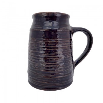 DARK BROWN GLASURE + VANILLA GLASURE Půllitr s uchem 1ks